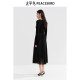 Peacebird women's long-sleeved splicing dress autumn new fake two-piece knitted long skirt fashionable V-neck skirt