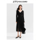 Peacebird women's long-sleeved splicing dress autumn new fake two-piece knitted long skirt fashionable V-neck skirt