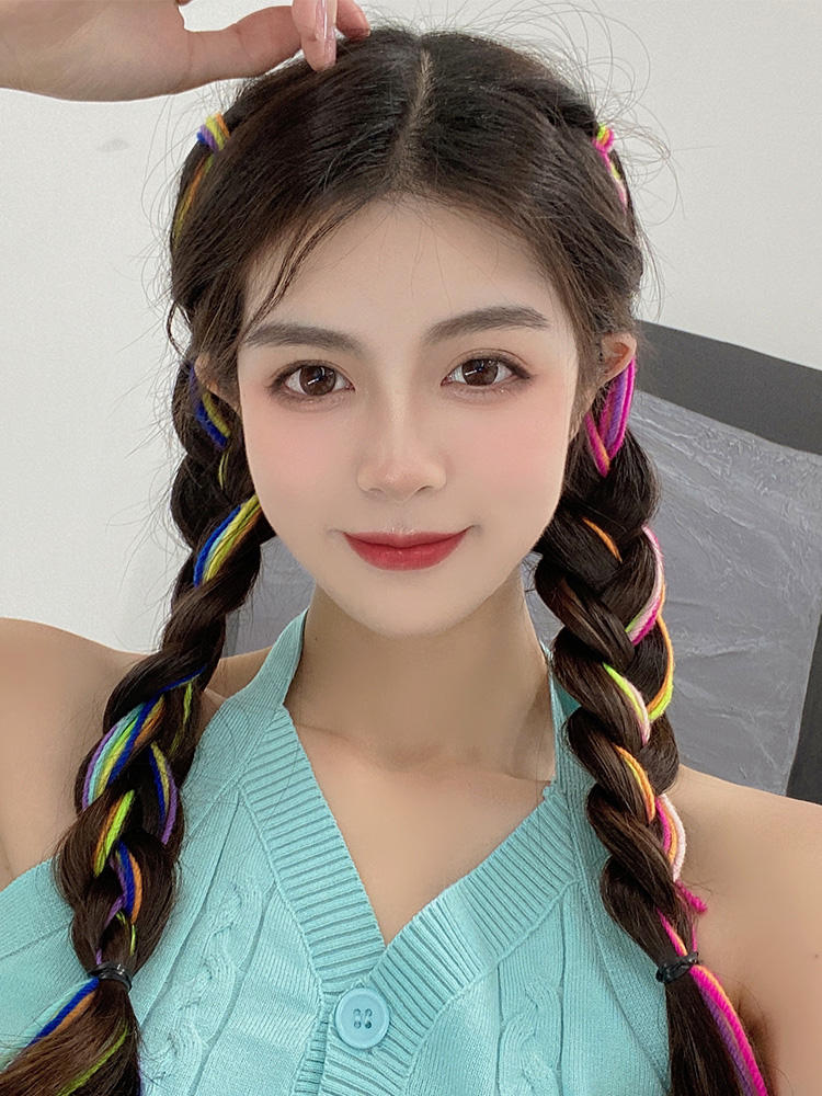 网红编发彩绳脏脏辫头绳脏辫发绳神器丝带儿童彩色头饰发饰彩带夏