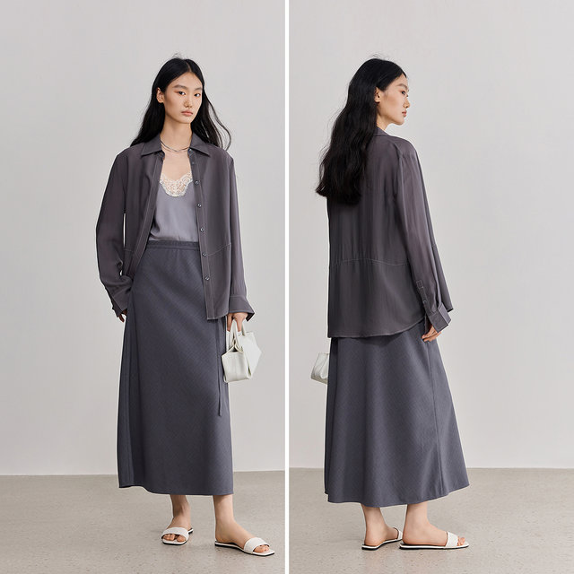 LILY2025 Spring New Women's Clothing Simple Casual Straight Cubes All-match Mid-length Skirt
