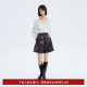 LILY New Women's Romantic Print Elegant Lotus Leaf Drooping Chiffon Shirt
