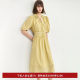 LILY summer women's clothing with linen vintage puff sleeves romantic floral temperament gentle high waist dress
