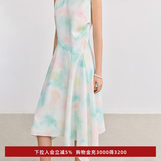 LILY2025 Spring New Women's Clothing Design New Chinese Lacquer Art Smudged Round Neck Casual Sleeveless Vest Dress
