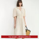 LILY summer women's clothing with linen vintage puff sleeves romantic floral temperament gentle high waist dress

