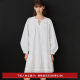 LILY2025 Spring Romantic Temperament Tie V-neck Vacation Commuter Loose Long Sleeve Dress Small White Dress Women
