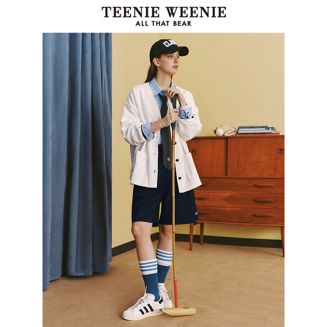 TeenieWeenie Bear Ole Spring Fashionable Academy Style Cropped Pants Loose Korean Style Straight Women
