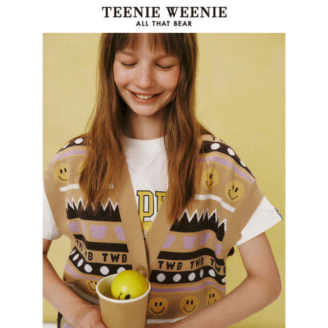 TeenieWeenie Bear Outlet Retro Fashionable Loose Jacquard V-neck Sweater Vest Vest Women
