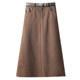 Thickened woolen pocket skirt for Autumn and winter for women 2024 new high-waisted slim mid-length skirt long skirt umbrella skirt