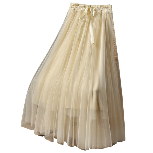 New spring and summer streamer mesh large skirt for women 2025 new small skirt fairy skirt gauze skirt long skirt
