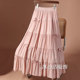 2025 new Autumn and Winter 2025 draped bow cake skirt skirt women's slim white skirt long skirt umbrella skirt
