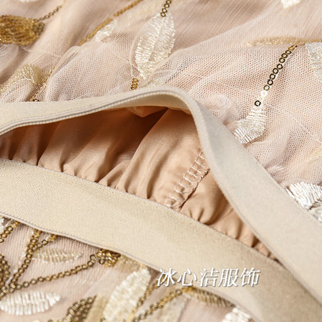 Summer French heavy industry sequin embroidered mesh large sway skirt for women 2025 new skirt umbrella skirt skirt long skirt
