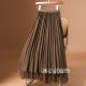 Wearing a design-sensing mesh fishtail skirt on both sides for women's autumn and winter 2025 new high-waisted pleated gauze skirt long skirt