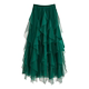 Autumn and winter green irregular gauze skirt skirt for women spring and autumn 2025 new white skirt mesh pleated skirt long skirt