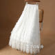 Summer apricot mesh spliced ​​cake skirt for women's spring and autumn 2025 new high-waisted slim gauze skirt long skirt
