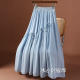 Ouruo style irregular splicing bow skirt 2025 spring and summer new high-waisted slim A-line long skirt