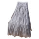 Gray irregular layered mesh skirt skirt for women spring and autumn 2025 new black skirt long skirt tulle skirt autumn and winter