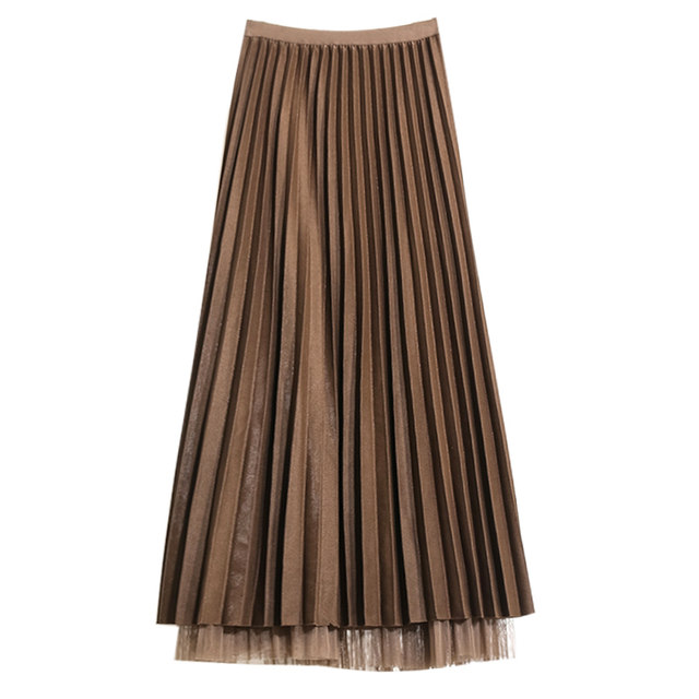 2025 autumn and winter new style two-sided tulle skirt cake skirt for women autumn and winter mesh pleated small skirt long skirt