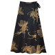 2025 early spring new retro printed strap skirt for women spring lace-up one-piece high-waist slim long skirt

