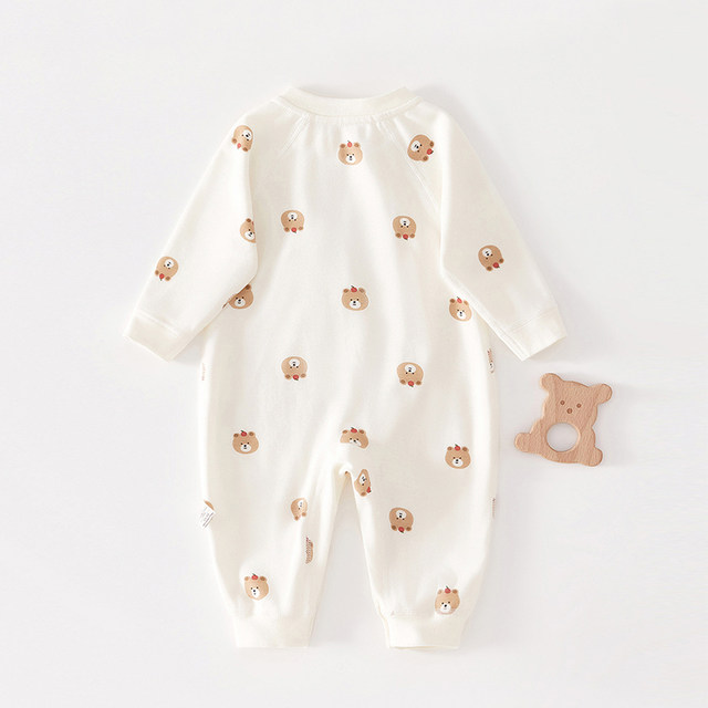 0-2 years old infant pure cotton jumpsuit for boys and girls, type A boneless butterfly clothing, side-breasted romper, spring and autumn