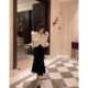 Pregnant women skirts women's spring and autumn and winter mid -length black pregnancy A -line knitted hip skirt one -step skirt
