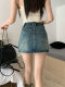 New denim short skirt for summer wear for women with anti-exposure high-waisted hot girl hip-pack skirt A-line large-size skirt trendy