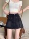Black denim skirt for women in summer design niche large size hip skirt high waist A-line anti-exposure skirt pants
