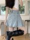 Light blue hottie high-waisted denim skirt for women summer new large size fat mm slimming A-line pleated short skirt