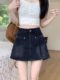 Black denim skirt for women in summer design niche large size hip skirt high waist A-line anti-exposure skirt pants
