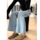 Do not stick the legs, straight jeans, girl autumn and winter plus dill fat mm high waist loose, thin leg flared pants