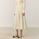 
LILY autumn new women's clothing elegant gloss OL commuting versatile double-layer pleated skirt white half-body long skirt