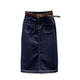 New high-waist dark blue half-body denim skirt for spring 2025 for women with versatile slim and one-step straight midi skirt