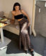 Street temperament hot girl gray brown tone leopard printing fishtail half -body skirt spring and summer sexy temperament versatile long skirt
