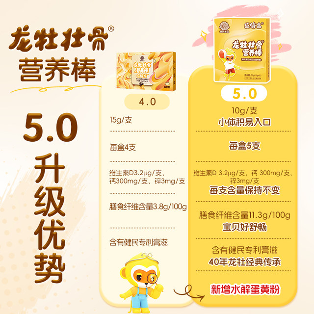 Flagship Store Longmu Zhuang Bone Nutrition Bar Teenagers and Children's Thrive High Calcium Zinc Vitamin D Supplement Protein