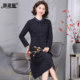 Middle-aged mother wool dress autumn high-end elegant 2025 new rich lady lapel age-reducing temperament long skirt