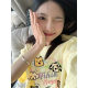 Creamy yellow cartoon color lines dog new summer trendy brand printed short-sleeved niche couple petite top