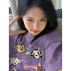 Creamy yellow cartoon color lines dog new summer trendy brand printed short-sleeved niche couple petite top