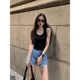 Chenmi Fan white suspender vest for women wearing new summer slim fit knitted sleeveless short top

