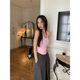 Chenmi Fan white suspender vest for women wearing new summer slim fit knitted sleeveless short top
