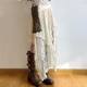 Retro lace splicing irregular mid-length skirt layered with vintage A-line skirt

