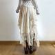 Retro lace splicing irregular mid-length skirt layered with vintage A-line skirt

