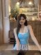 Blue suspender vest for women in summer wear beautiful sweet and spicy slim lace inner sleeveless top