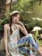 Bohemian niche hollow lace blouse top vacation style layered vest vest horse clip vest women