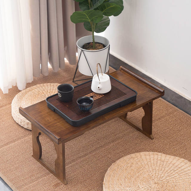 Tatami tea table solid wood Chinese style low table tea table folding bay window table balcony window sill small table household small kang table