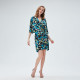 DVF V-neck plant print quarter sleeve short stretch knitted dress DS2R032