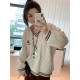 Cookie milk coffee college style sweater fashion contrasting color v-neck embroidered top for women H624Z16915