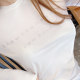 European and American 2025 spring and summer new round neck iron diamond printing versatile top mercerized cotton base white long-sleeved T-shirt for women