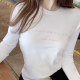 European and American 2025 spring and summer new round neck iron diamond printing versatile top mercerized cotton base white long-sleeved T-shirt for women