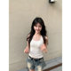 Pure cotton white suspender vest for women in summer, chic, slim and sweet hot girl sleeveless inner short top