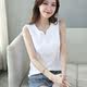 White pure cotton v-neck suspender vest for women with summer loose large size sports outside sleeveless base T-shirt