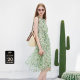 Sdeer San Dior small fresh round neck print waist-hugging sleeveless dress S232Z12KH